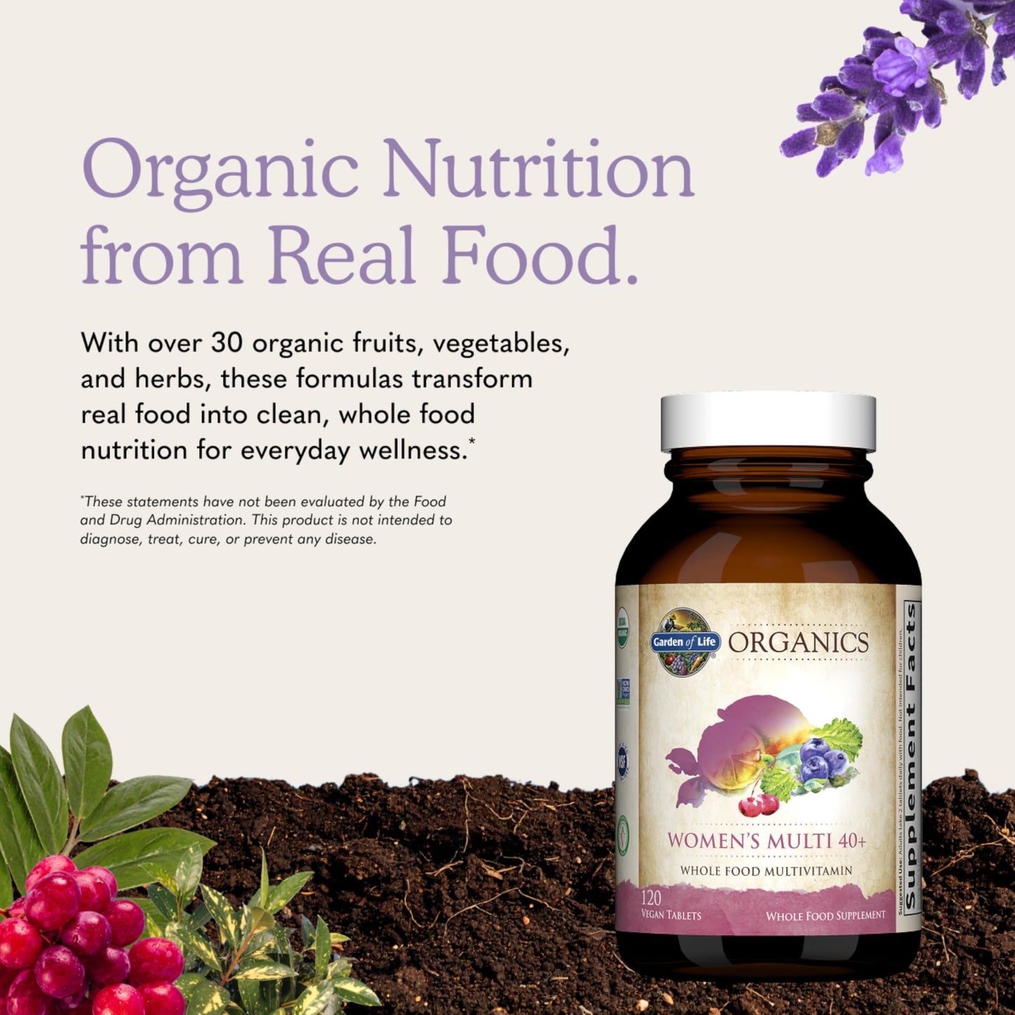 Garden of Life Organics Vitamins for Women 40 Plus, Vegan