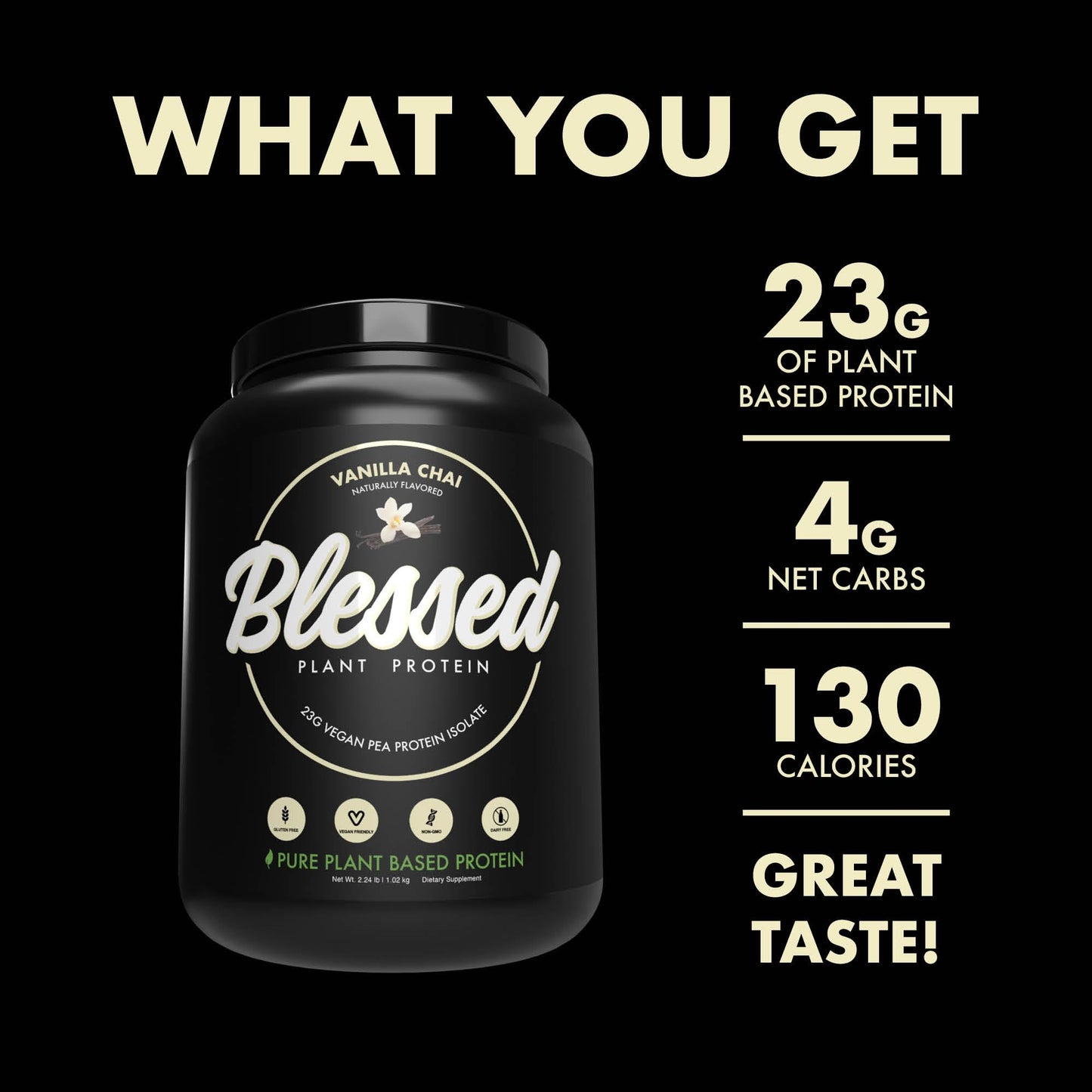 Blessed Vegan Protein Powder - Plant Based Protein Powder Meal Replacement Protein Shake
