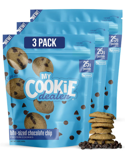 My Cookie Dealer Protein Cookies - 25g Protein per Bag (Made with RAW Nutrition) - Healthy Post Work-Out & Travel Snacks, Vegan