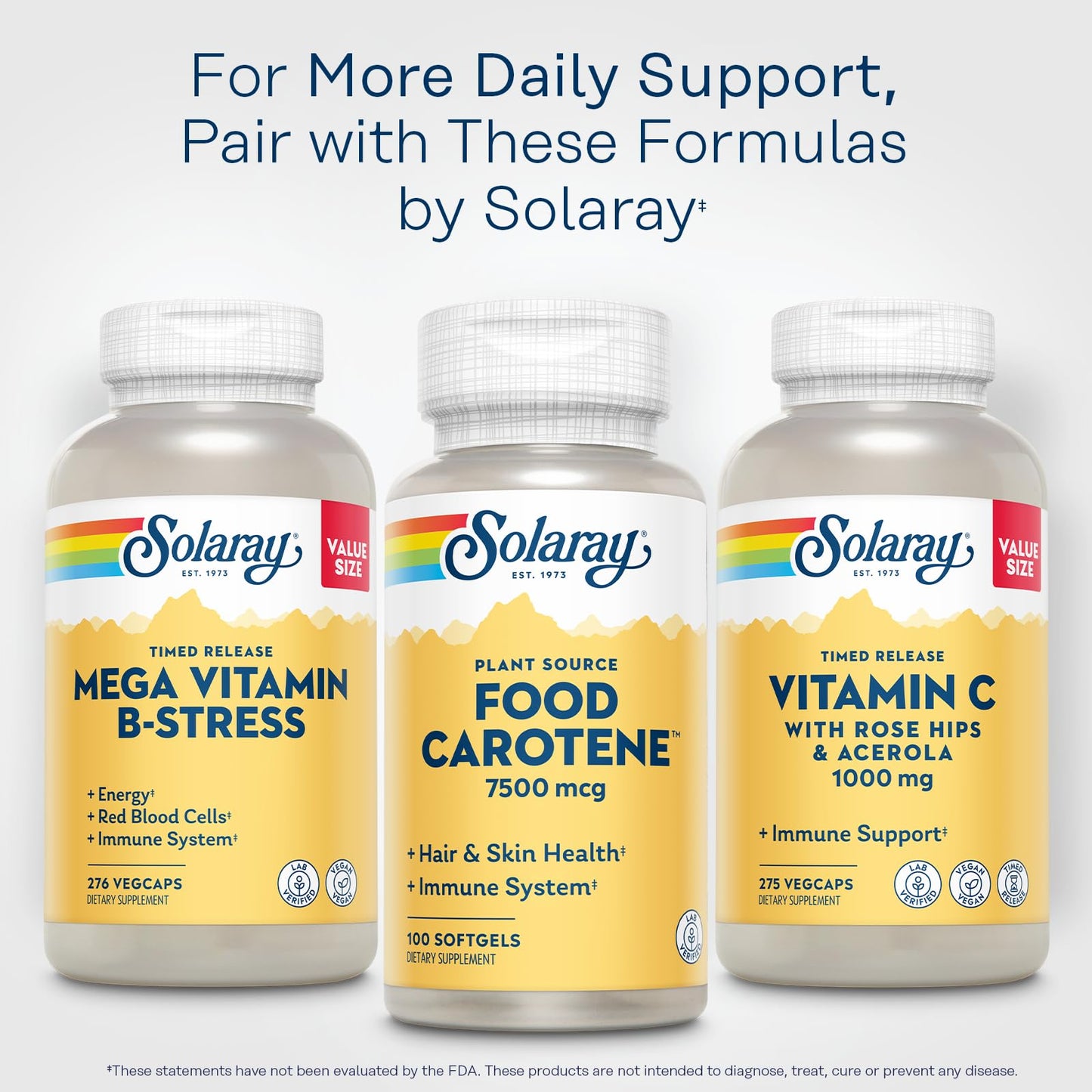 SOLARAY Food Carotene 7500mcg (25000 IU) - Beta Carotene Vitamin A Supplement