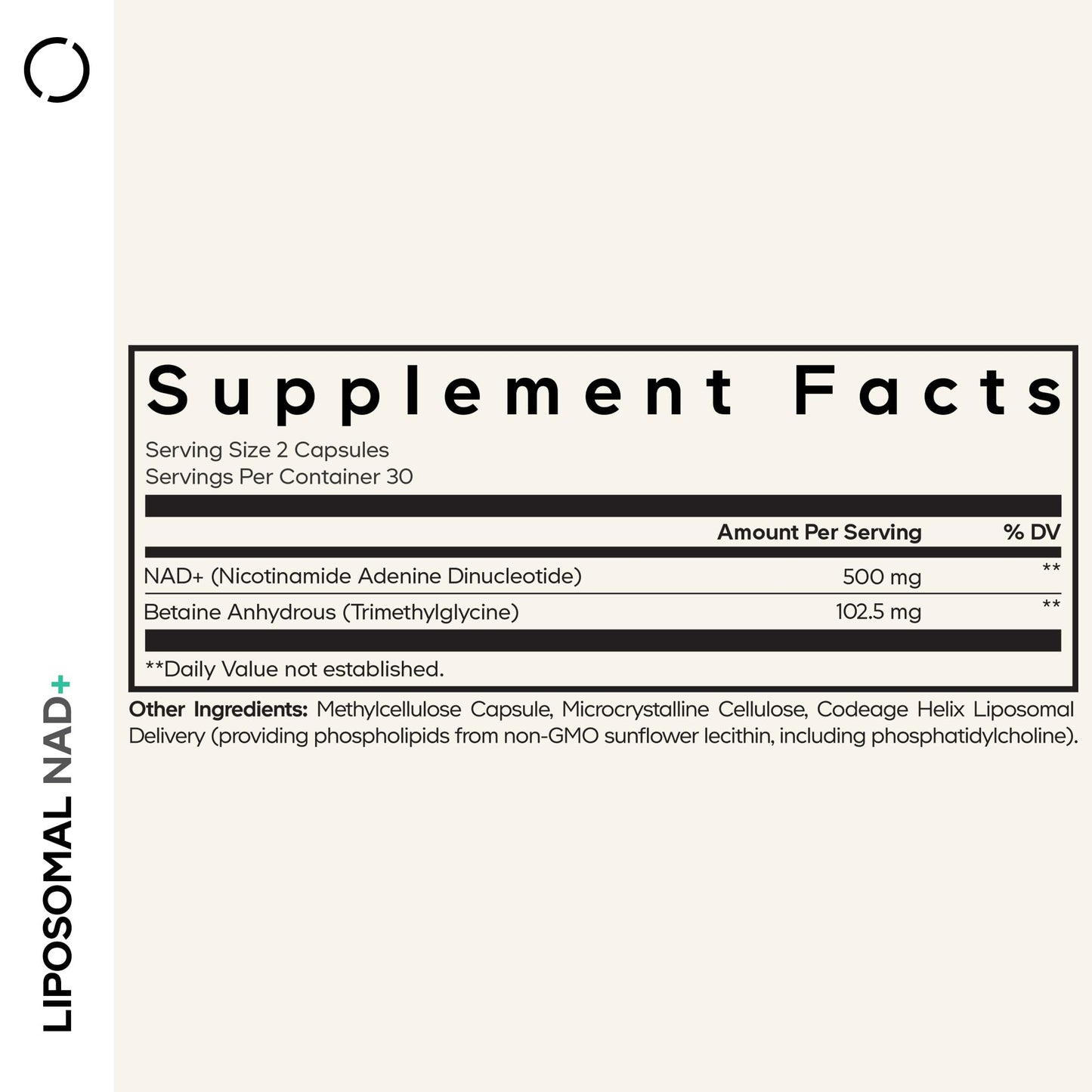 Codeage Liposomal NAD+ Supplement - NAD Nicotinamide Adenine Dinucleotide Coenzyme Pills - 500 mg NAD+ Per Serving & Betaine Anhydrous - Liposomal Delivery - Vegan, Non-GMO, Gluten-Free - 60 Capsules