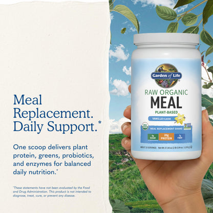 Raw Organic Meal Powder (Vanilla), 34.2 oz (969 g) Bottle