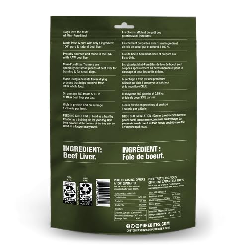 PureBites Mini Beef Freeze Dried Dog Treats, 1 Ingredient, Made in USA