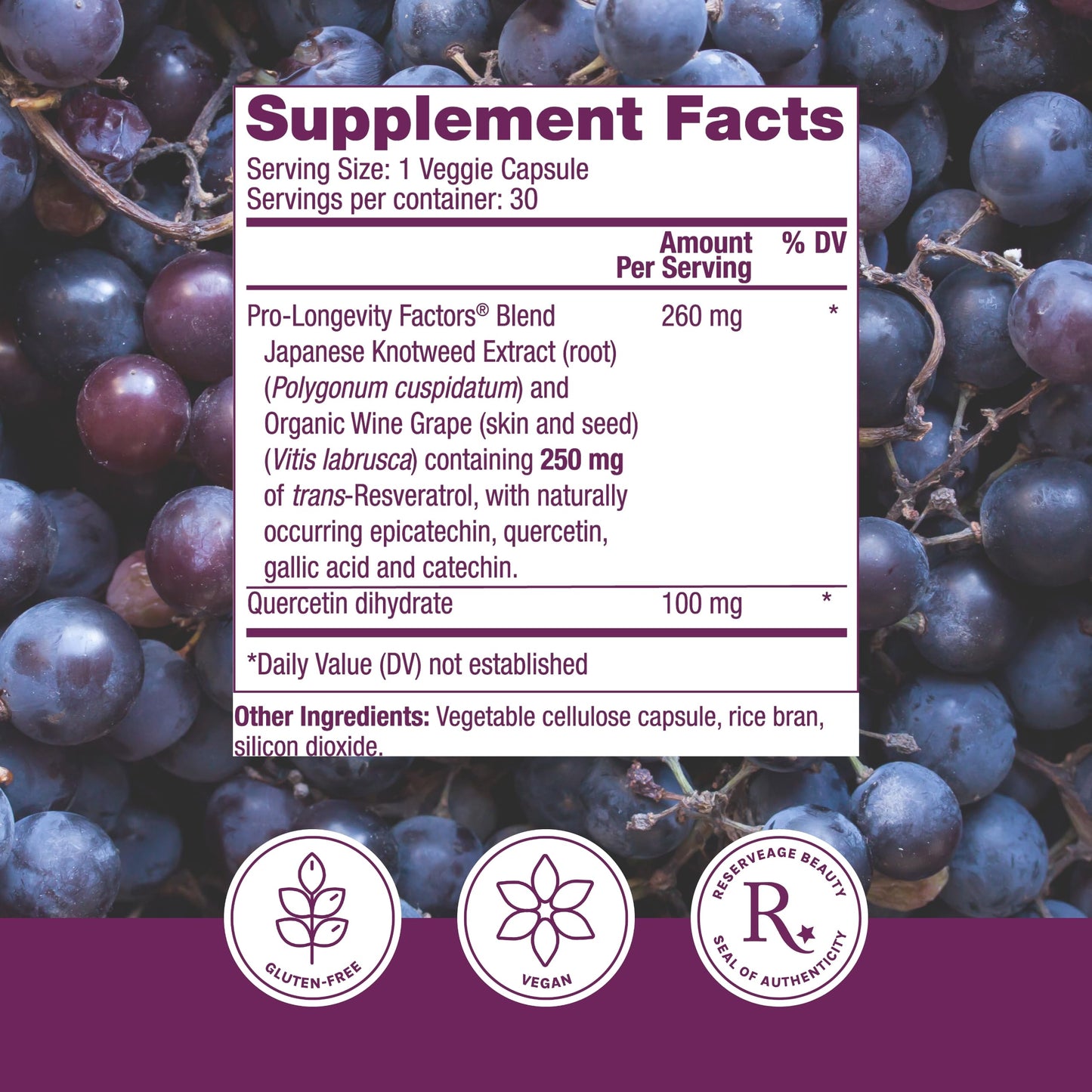 Reserveage Beauty Resveratrol 250 mg - Best Trans-Resveratrol