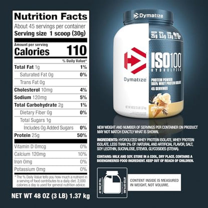 Dymatize ISO100 Hydrolyzed Protein Powder, 100% Whey Isolate Protein, 25g of Protein
