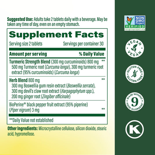 MegaFood Turmeric Curcumin - Joint Support with Black Pepper & Boswellia, 60 Tabs