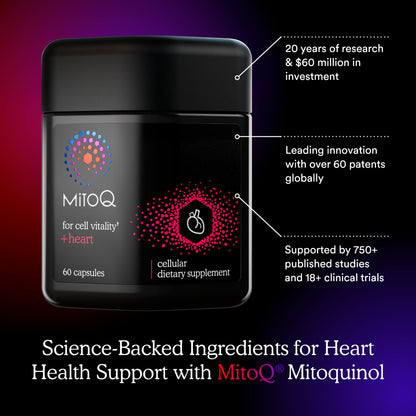 MitoQ +Heart Premium CoQ10 Antioxidant - Cardiovascular & Cell Health