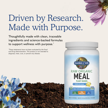 Raw Organic Meal Powder (Vanilla), 34.2 oz (969 g) Bottle