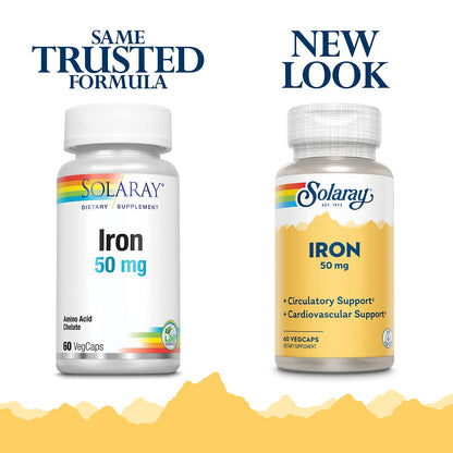 SOLARAY Capsule Iron Circulatory Support,Cardiovascular Support 50Mg Vegetarian