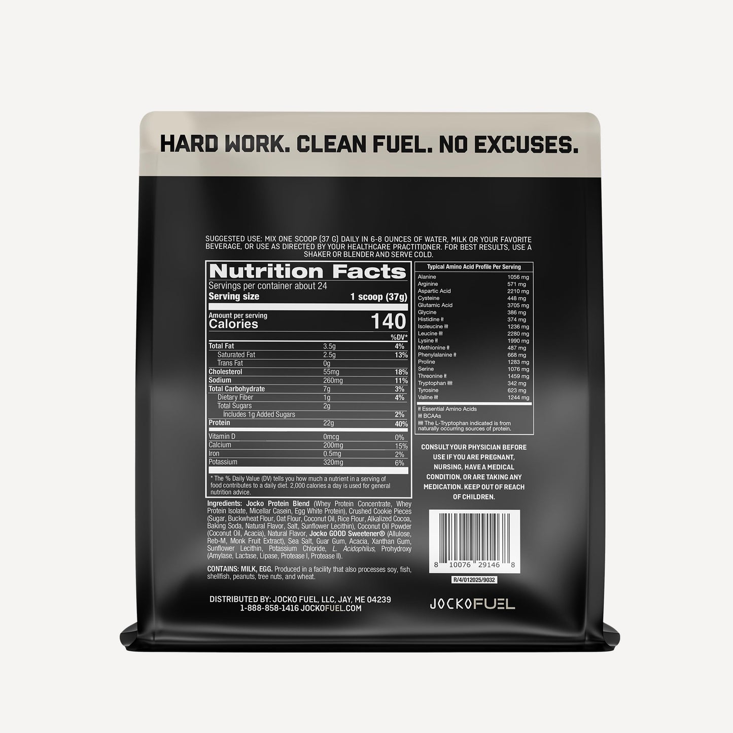 Jocko Fuel Whey Protein Powder, 22g Protein, Digestive Enzymes + Probiotic Blend