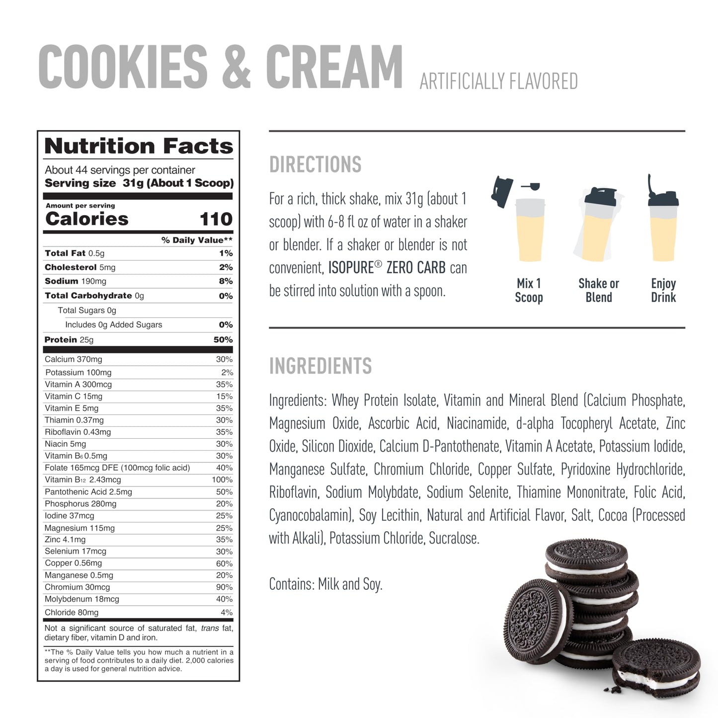 Isopure Creamy Vanilla Whey Isolate Protein Powder