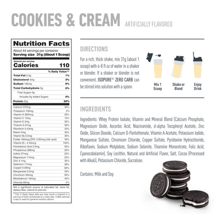 Isopure Creamy Vanilla Whey Isolate Protein Powder