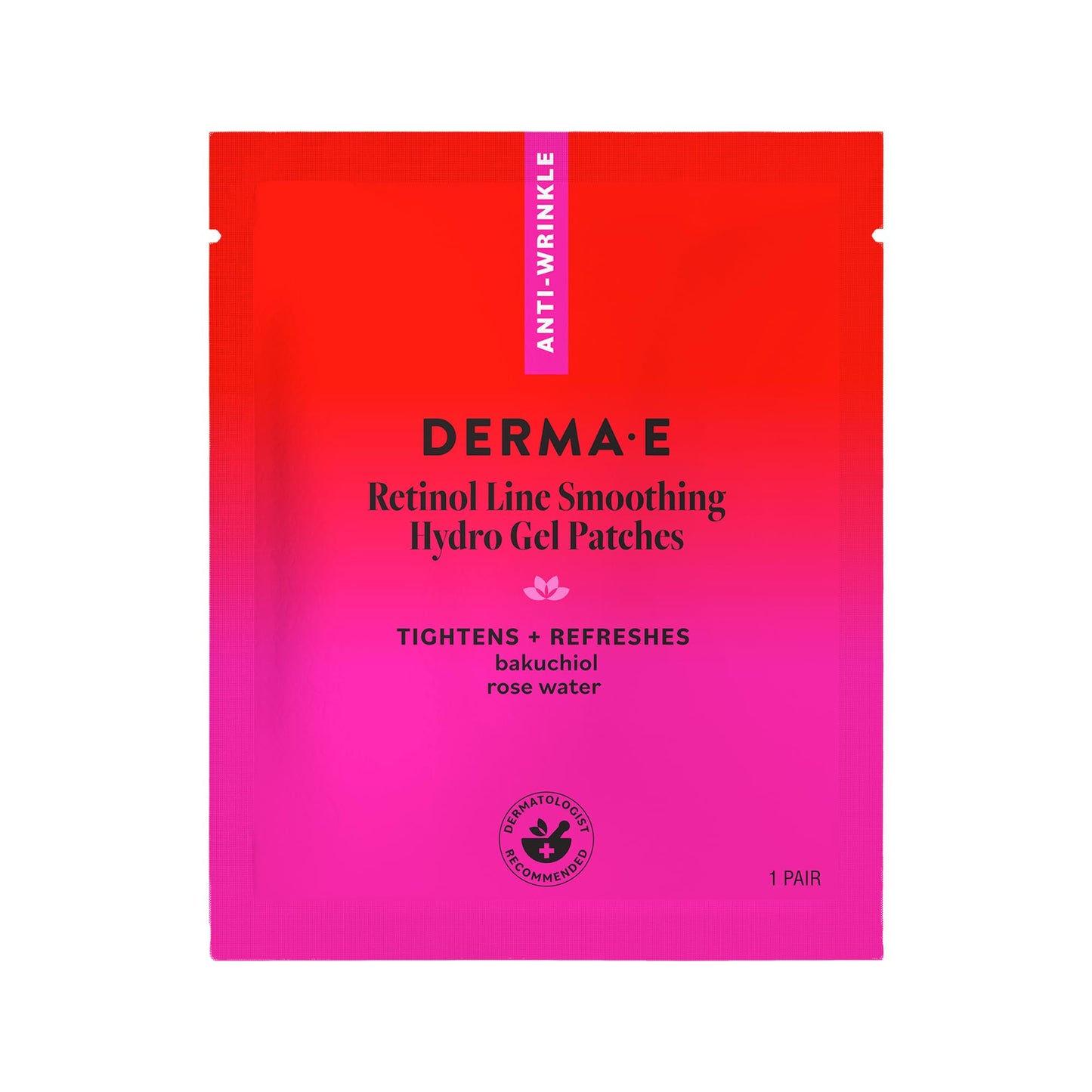Derma E Retinol + Bakuchiol Under Eye Patches, Non-Irritating, Line Smoothing Hydro Gel Eye Patches with Rose Water & Real Hibiscus Petals, Helps Reduce Fine Lines, Crows Feet & Wrinkles