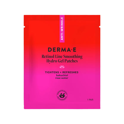 Derma E Retinol + Bakuchiol Under Eye Patches, Non-Irritating, Line Smoothing Hydro Gel Eye Patches with Rose Water & Real Hibiscus Petals, Helps Reduce Fine Lines, Crows Feet & Wrinkles
