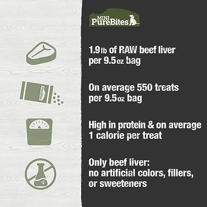 PureBites Mini Beef Freeze Dried Dog Treats, 1 Ingredient, Made in USA