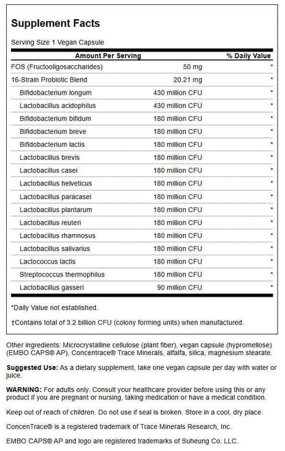 Swanson Dr. Stephen Langer's 16-Strain Probiotic with Prebiotic FOS for Gut-Health-Conscious