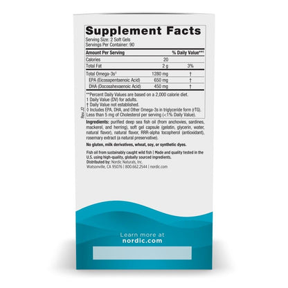 Nordic Naturals Ultimate Omega, Lemon Flavor - 1280 mg Omega-3 - High-Potency Fish Oil with EPA & DHA - Promotes Brain & Heart Health - Non-GMO