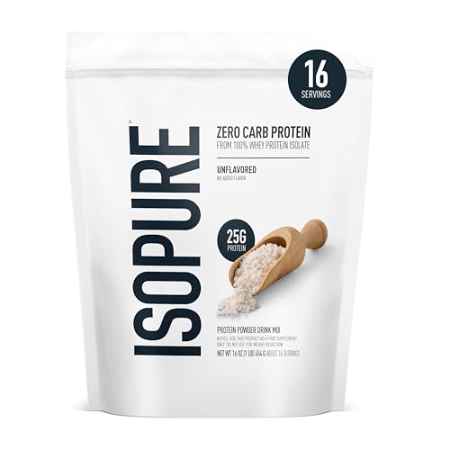Isopure Unflavored Protein, 25g Whey Isolate, Zero Carb & Keto Friendly, 16 Servings