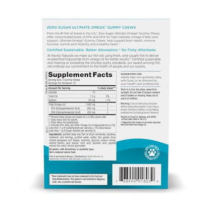 Nordic Naturals Zero Sugar Ultimate Omega Gummy Chews - Tropical Fruit - 54 Gummy Chews