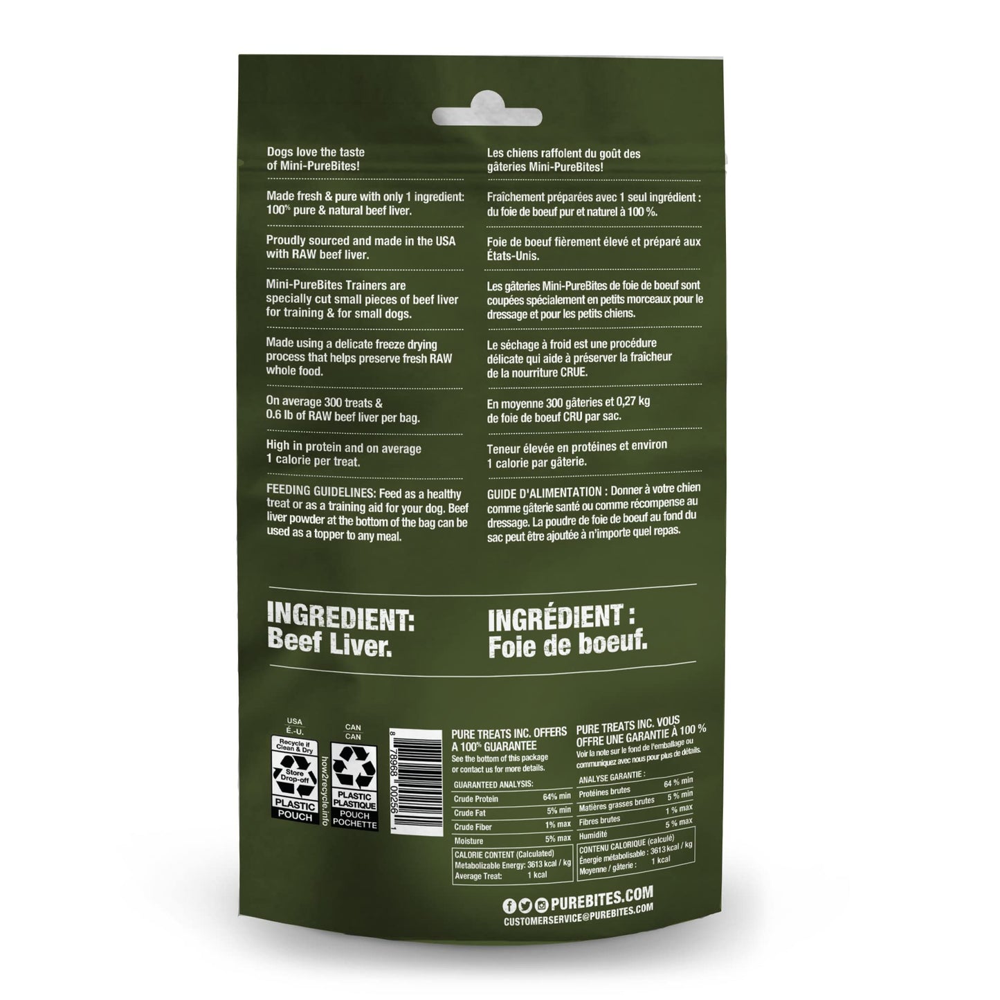 PureBites Mini Beef Freeze Dried Dog Treats, 1 Ingredient, Made in USA