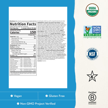 Raw Organic Meal Powder (Vanilla), 34.2 oz (969 g) Bottle