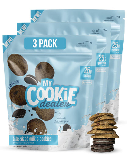 My Cookie Dealer Protein Cookies - 25g Protein per Bag (Made with RAW Nutrition) - Healthy Post Work-Out & Travel Snacks, Vegan