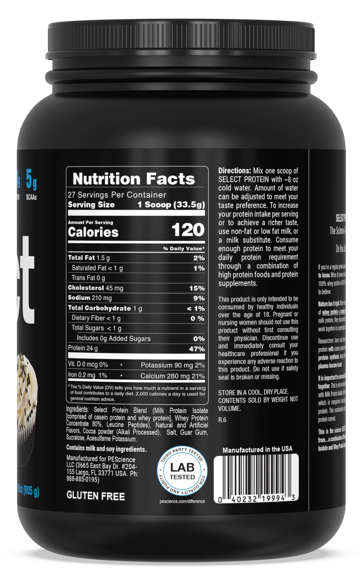 PEScience Select Low Carb Protein Powder, Keto Friendly and Gluten Free