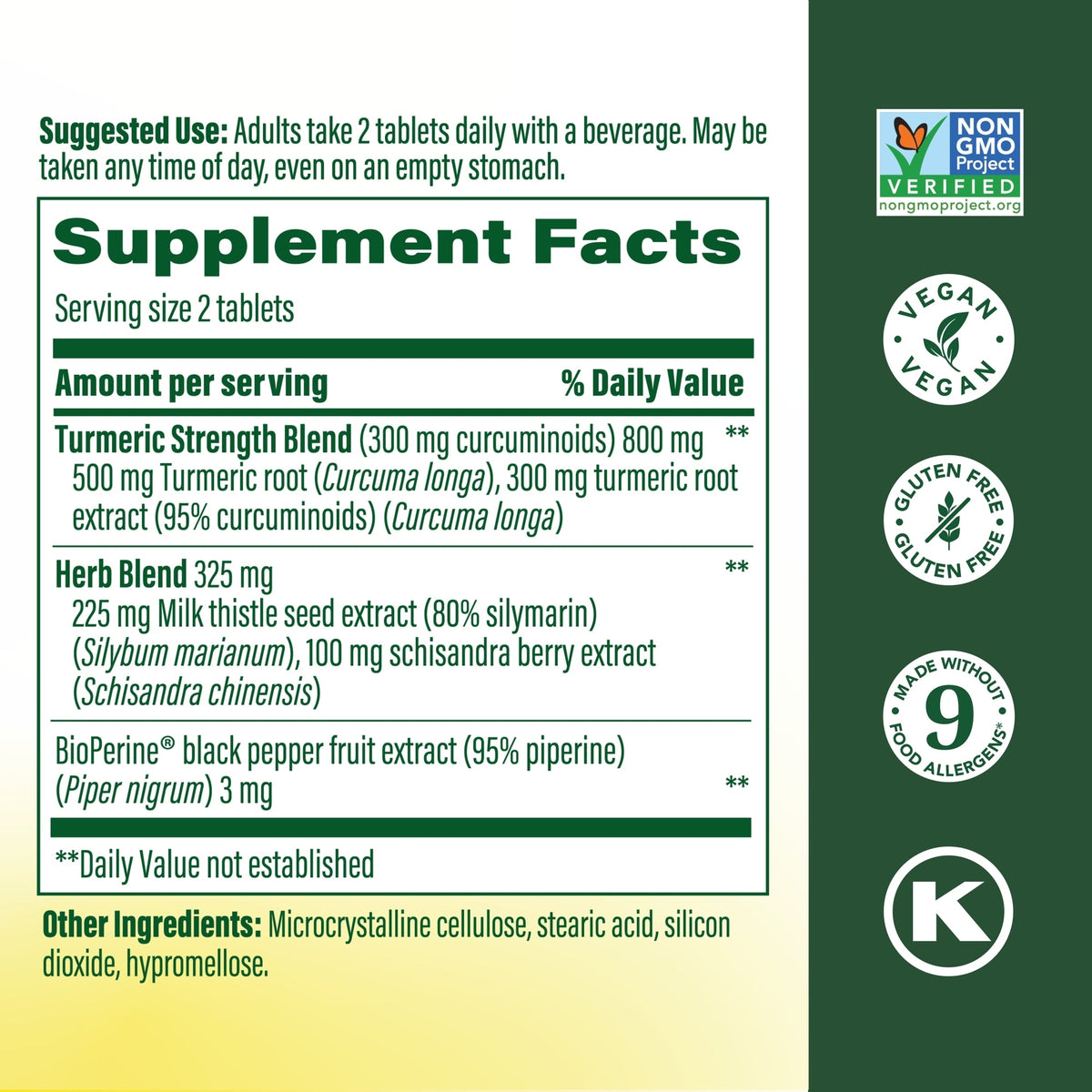MegaFood Liver Support Turmeric Curcumin (90 tablets) — Product label and ingredients
