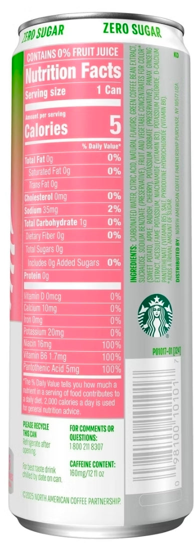 Starbucks Iced Energy Drink, Watermelon Splash, Zero Sugar Energy Drink