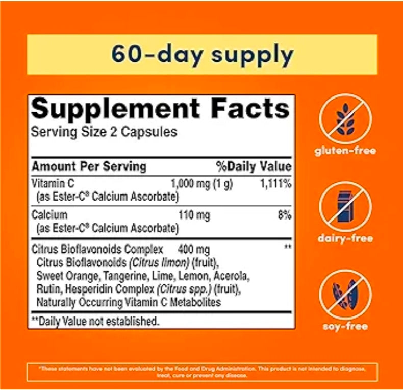 American Health Ester-C 500mg with Citrus Bioflavonoids, 120 Capsules - product image 2