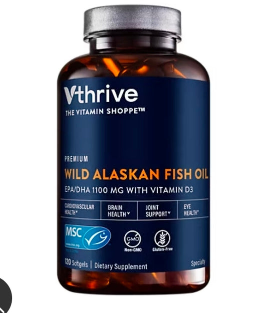 Vthrive Premium Wild Alaskan Fish Oil with Vitamin D3 - Supports Cardiovascular Health - 1