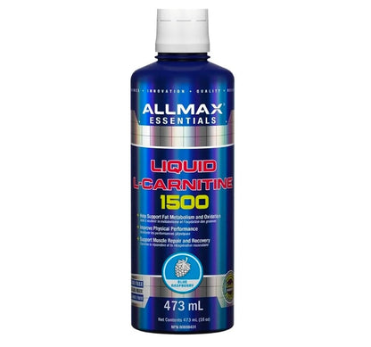 ALLMAX Nutrition Liquid L-Carnitine 1500 Miligrams, Blue Raspberry, 16 oz (473 ml)