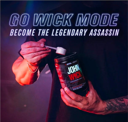 Jacked Factory X John Wick - Wick Mode Pre Workout Powder - Intense Energy, Battle-Ready Focus, Unstoppable Commitment, and Sheer Will - 40 Servings, Last Tropical Sunrise