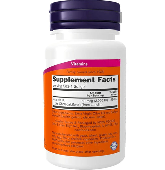 NOW Foods Supplements, Vitamin D-3 2,000 IU, High Potency, Structural Support*