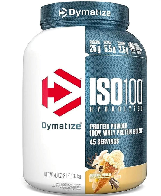 Dymatize ISO100 Whey Protein Powder Isolate, Vanilla, 25g of Protein, 3 Pound, 5.5g BCAAs