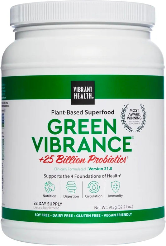 Vibrant Health, Green Vibrance, Includes 65 Plant-Based Superfoods, 25 Billion Probiotics