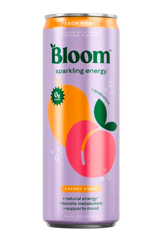 BLOOM NUTRITION Sparkling Energy Drink - Peach Mango - 12 fl oz Can