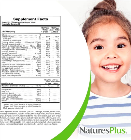 Natures Plus Animal Parade Children's Chewable Multivitamin - 180 Animal-Shaped Tablets