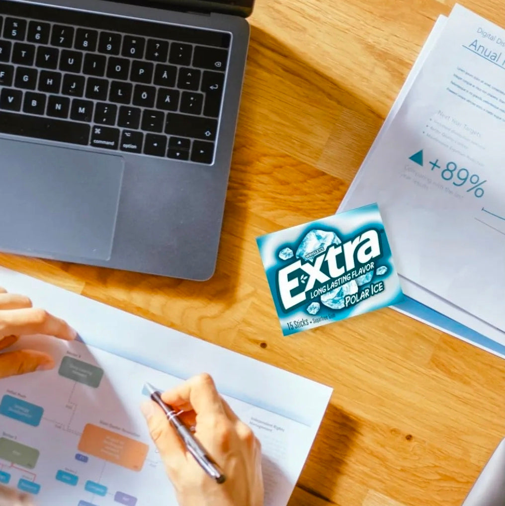 EXTRA Polar Ice Chewing Gum Packs, Sugar Free Gum in Bulk with Strong Mint Flavor for Freshening Breath, 15 Sticks