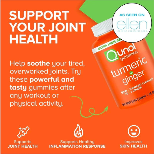 Qunol Turmeric and Ginger Gummies - Joint Support Supplement with Ultra High Absorption