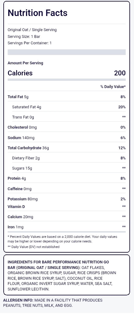 BARE PERFORMANCE NUTRITION Go Bar