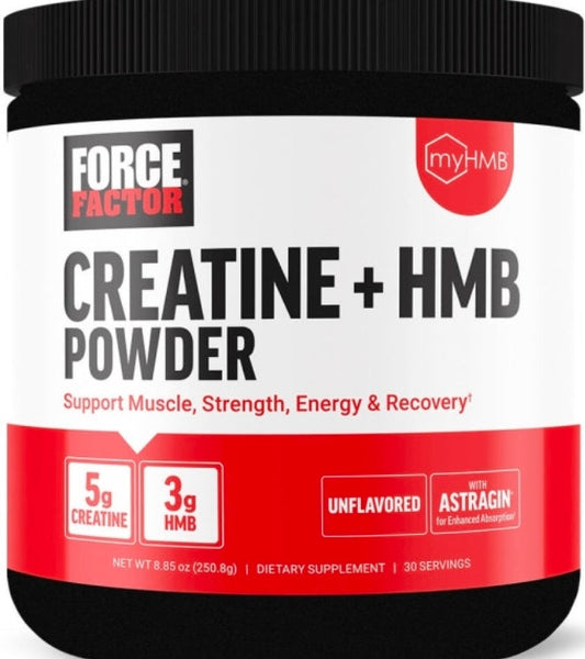 Force Factor Creatine HMB Powder, 5g Creatine Monohydrate + 3g myHMB for Muscle Growth