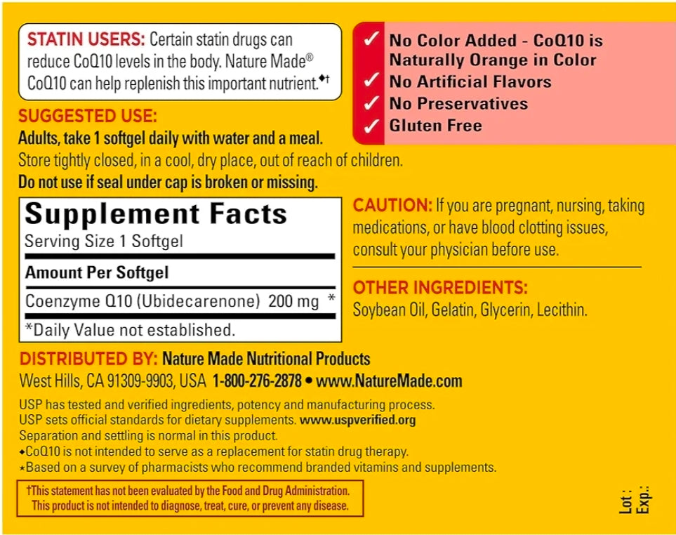 Nature Made CoQ10 200mg, Dietary Supplement for Heart Health Support, 105 Softgels, 105 Day Supply - product image 5