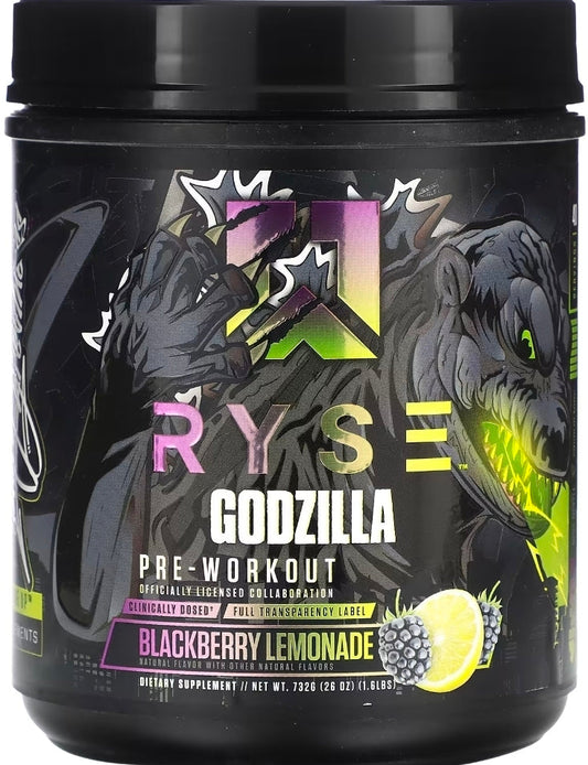 RYSE Godzilla X Noel Deyzel Pre Workout Powder - BlackBerry Lemonade - 400mg Caffeine