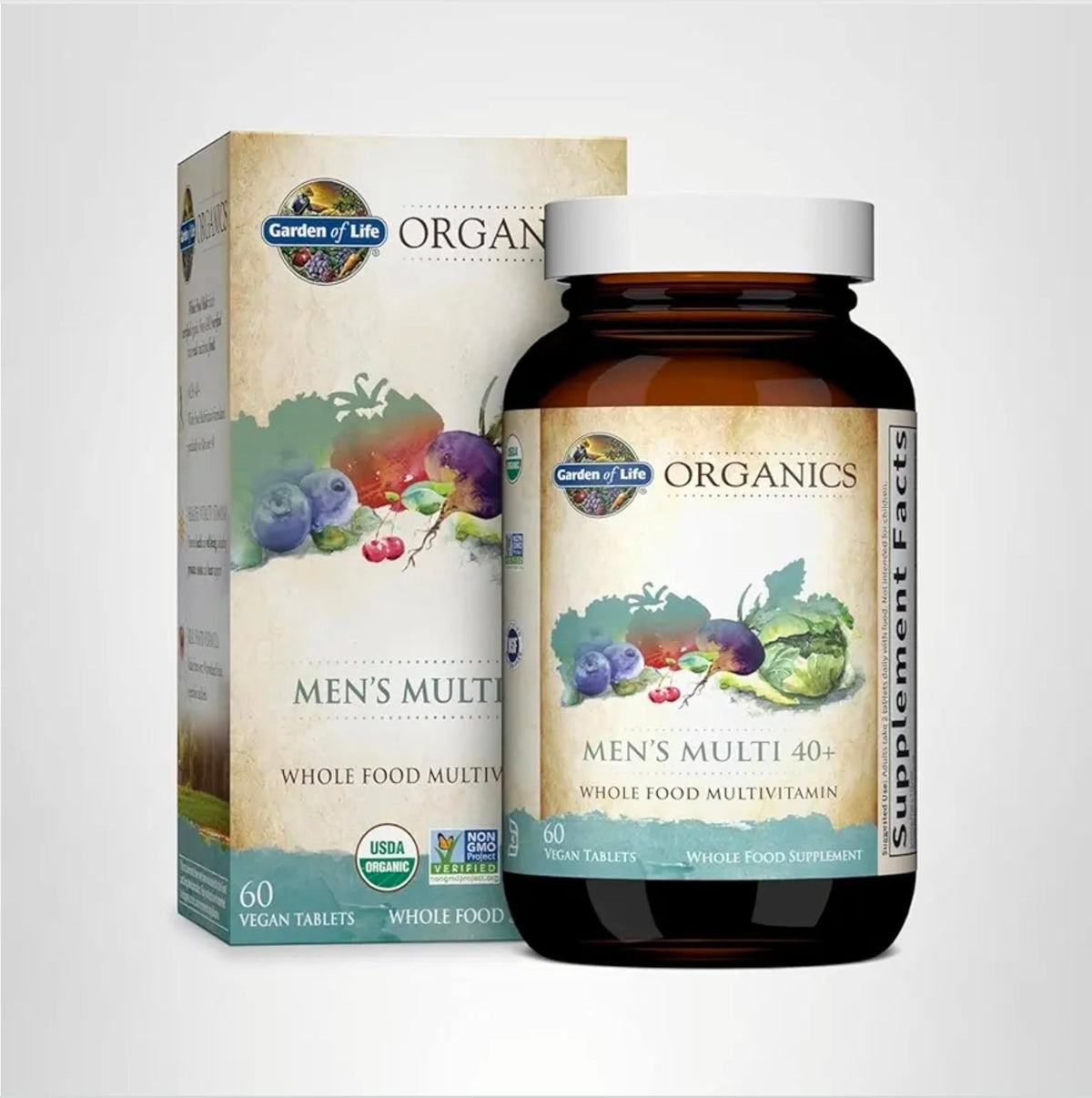 Garden of Life Organics Multivitamin for Men 40+, 60 Tablets