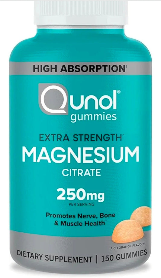 Qunol Magnesium Citrate Gummies for Adults, 250mg Magnesium Gummies Extra Strength 250mg