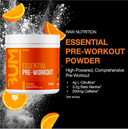 RAW Essential Pre-Workout Powder (Orange)