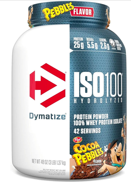 Dymatize x Cocoa Pebbles ISO100 Whey Protein Powder Isolate, 25g of Protein, 5.5g BCAAs
