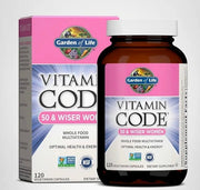 Garden of Life Multivitamin for Women 50 & Over, Vitamin Code Women 50 & Wiser Multi - 120 Capsules, Vitamins for 50 Plus with B Vitamins, Vitamins A, C, D3, E & K, CoQ10, Probiotics & Enzymes