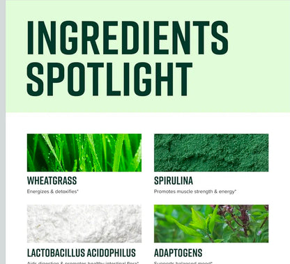 Vibrant Health, Green Vibrance, Includes 65 Plant-Based Superfoods, 25 Billion Probiotics, Fiber, Adaptogens & Enzymes, 83 Servings